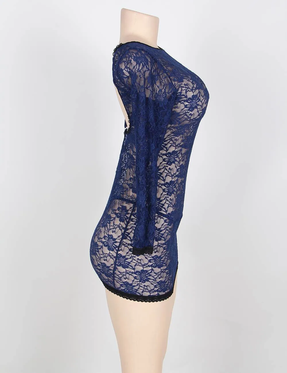 Blue Floral Lace Babydoll