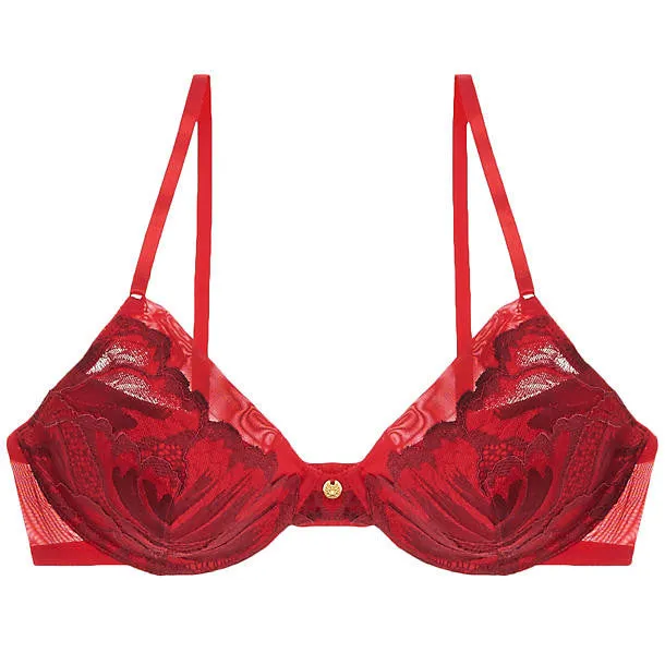 Exotic Flower Plunge Contour Underwire Bra