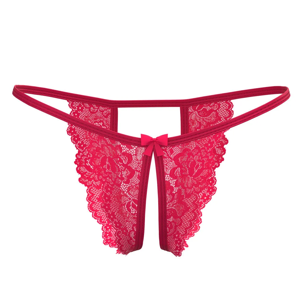 Exposed Get It Girl Crotchless Open Back UV-Reactive Lace Panty - Curvy