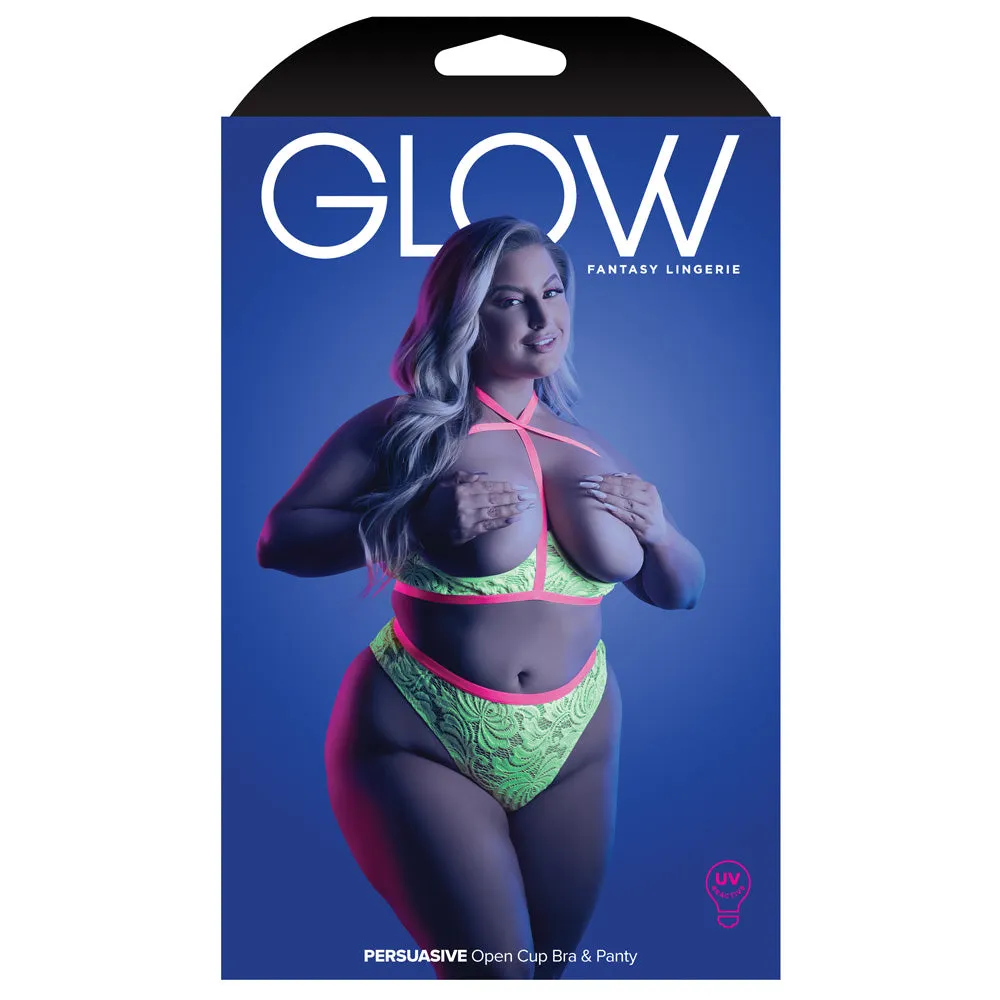 Fantasy Lingerie Glow Persuasive Open Cup Lace Bra & Panty - Curvy