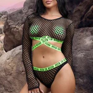 Fantasy Lingerie Vibes Fuck Ur Rules Top, Panty & Pasties Set