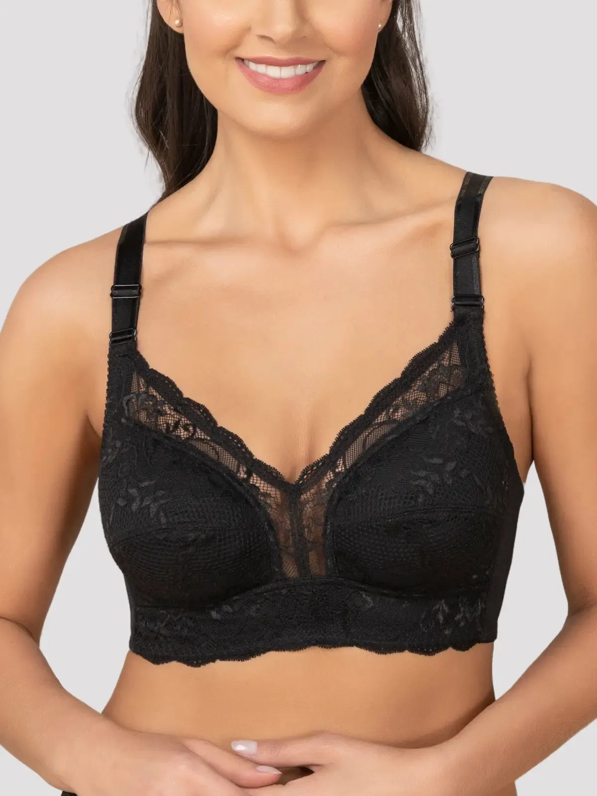 Full Coverage No Hoop Bra with Deep Cups and Wide Back | Side Boning and Padded Band for Enhanced Support | Made in Colombia