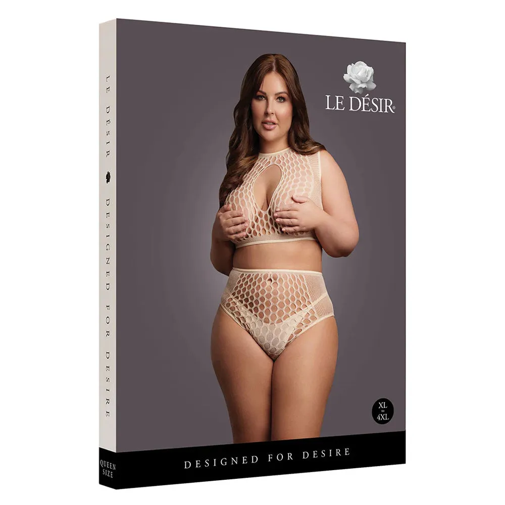 Le Désir Beige Key-Hole Crop Top Set XL