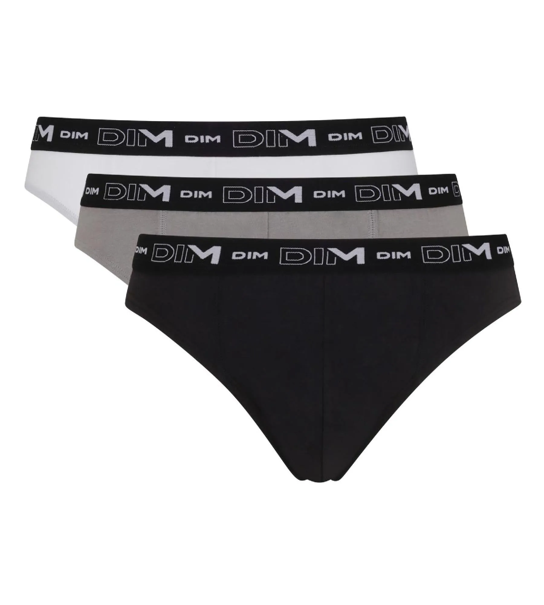 Lot de 3 slips noir, gris et blanc Homme en coton stretch