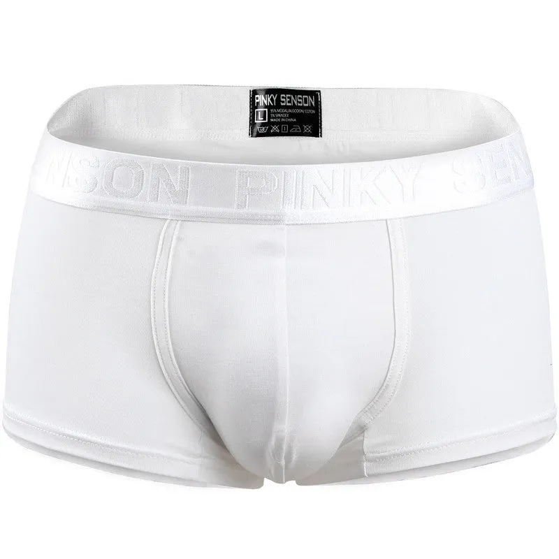 Men low-rise underwear big pouch solid color cotton C4B