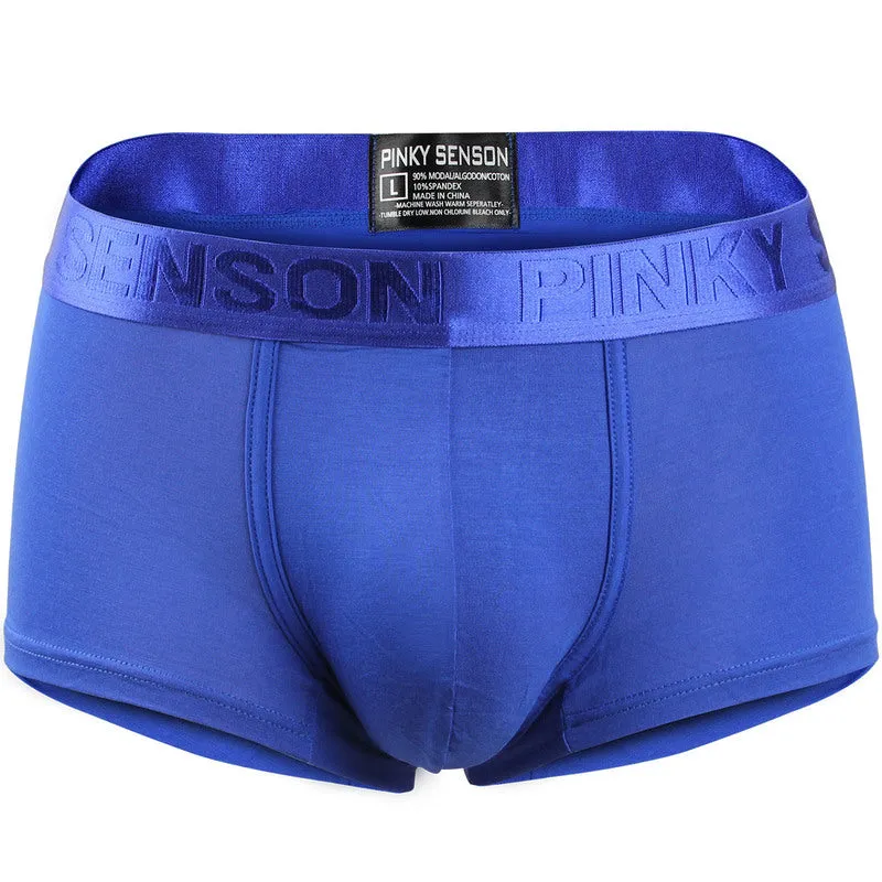 Men low-rise underwear big pouch solid color cotton C4B