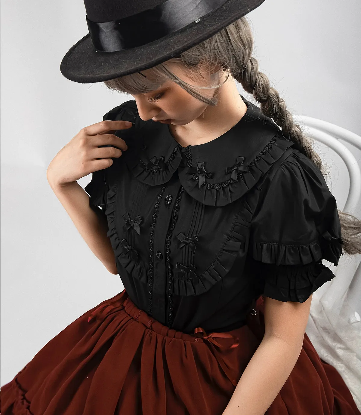 Puff Sleeve Doll Collar Blouse