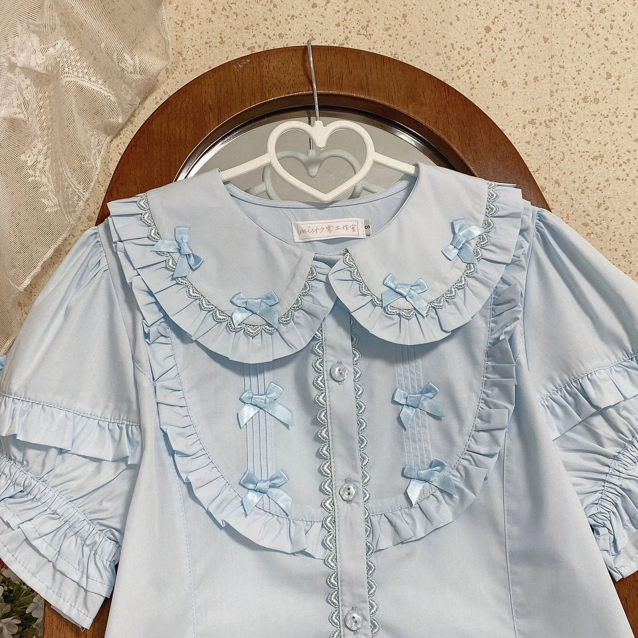 Puff Sleeve Doll Collar Blouse