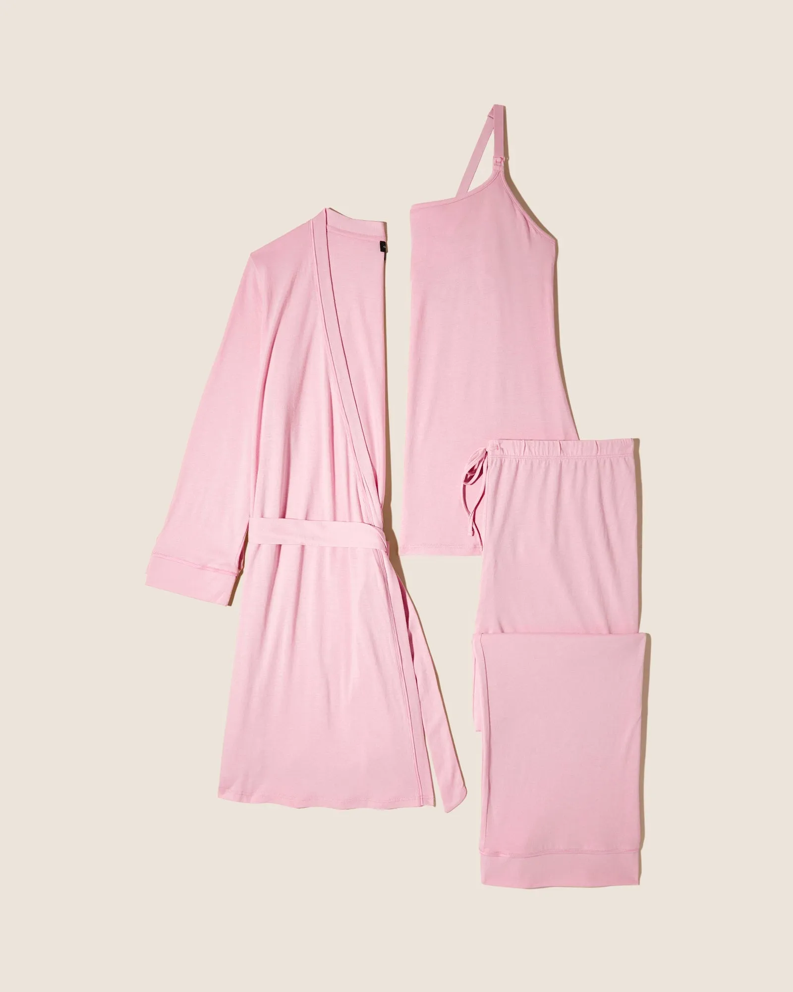 Pyjama-Set Für Schwangere, 3-Teilig, Mit Bademantel