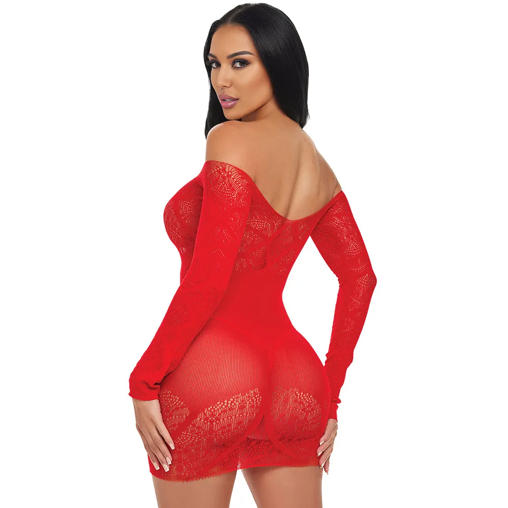 Scarlet Seduction Lace & Mesh Dress