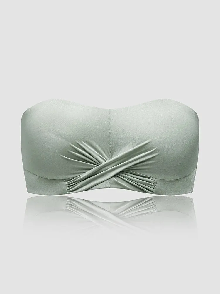 Seamless Detachable Double Straps Bandeau Bra