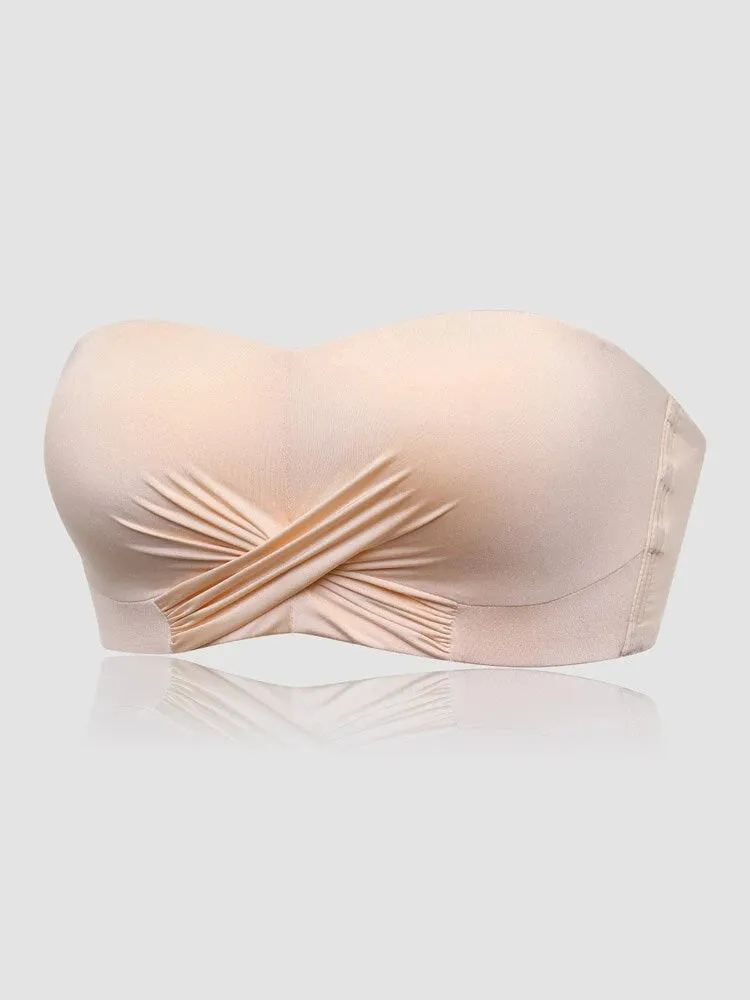 Seamless Detachable Double Straps Bandeau Bra