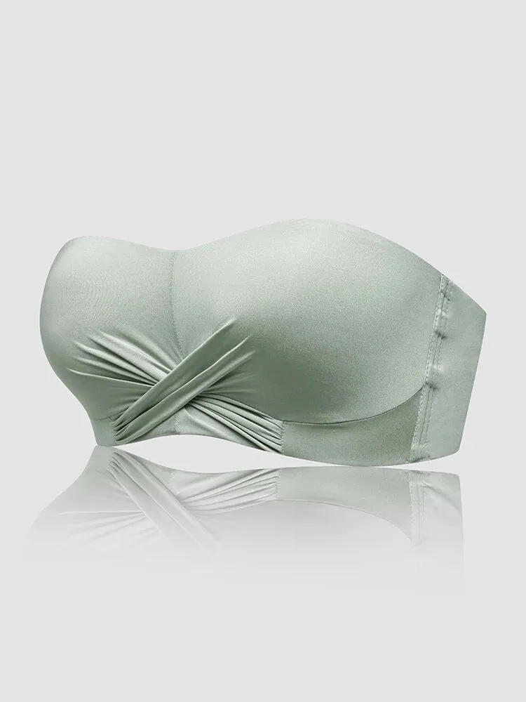 Seamless Detachable Double Straps Bandeau Bra