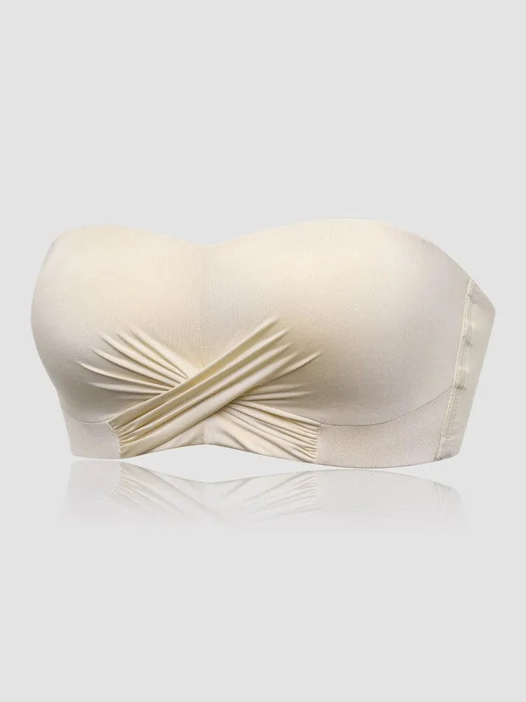 Seamless Detachable Double Straps Bandeau Bra