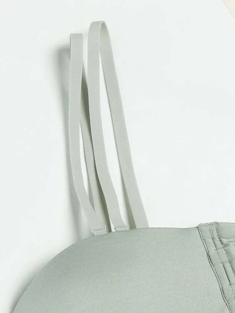 Seamless Detachable Double Straps Bandeau Bra