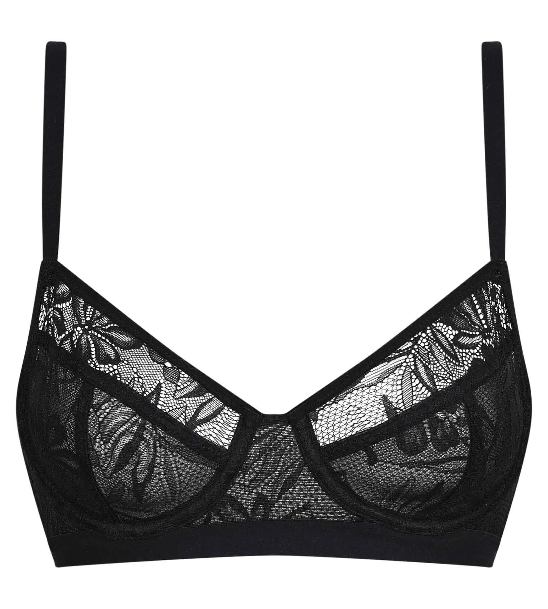 Soutien-gorge à armatures en dentelle noire à feuillage Mod de Dim