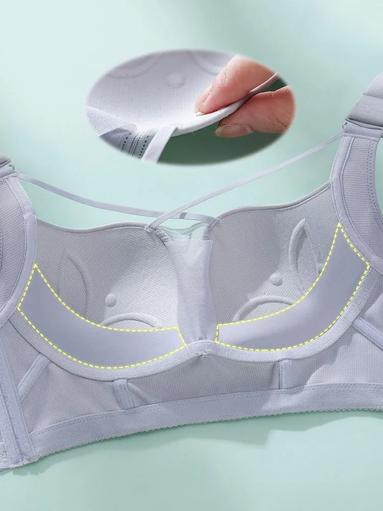 Unlined U-Shaped Back Wireless Minimizer Bra with Wide Straps