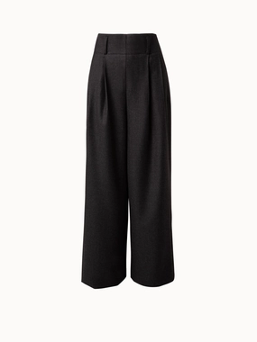Wide Pleated Wool Flannel Pants