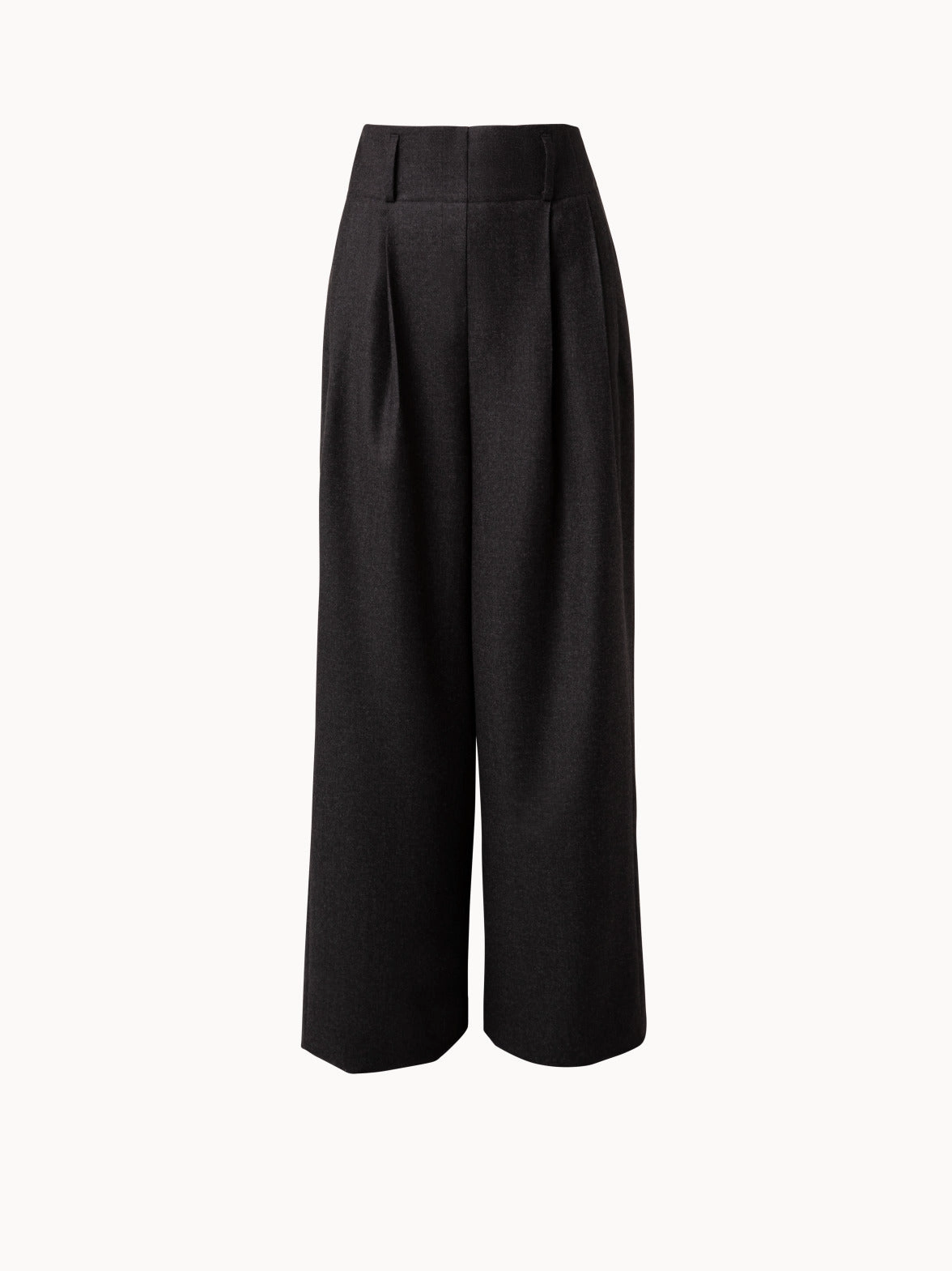 Wide Pleated Wool Flannel Pants