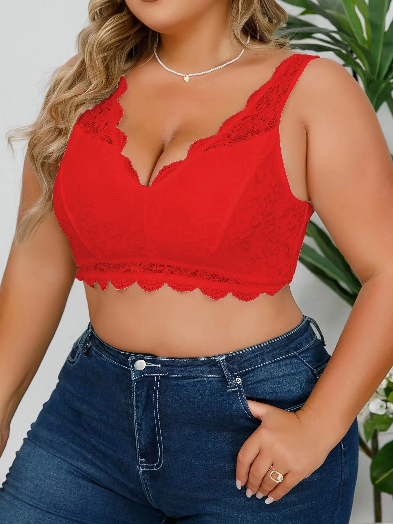 Wireless  Bras Full Coverage Plus Size Lace Bra