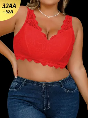 Wireless  Bras Full Coverage Plus Size Lace Bra