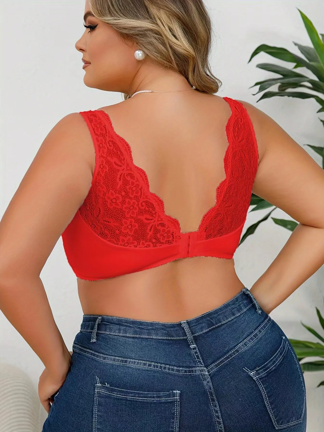 Wireless  Bras Full Coverage Plus Size Lace Bra