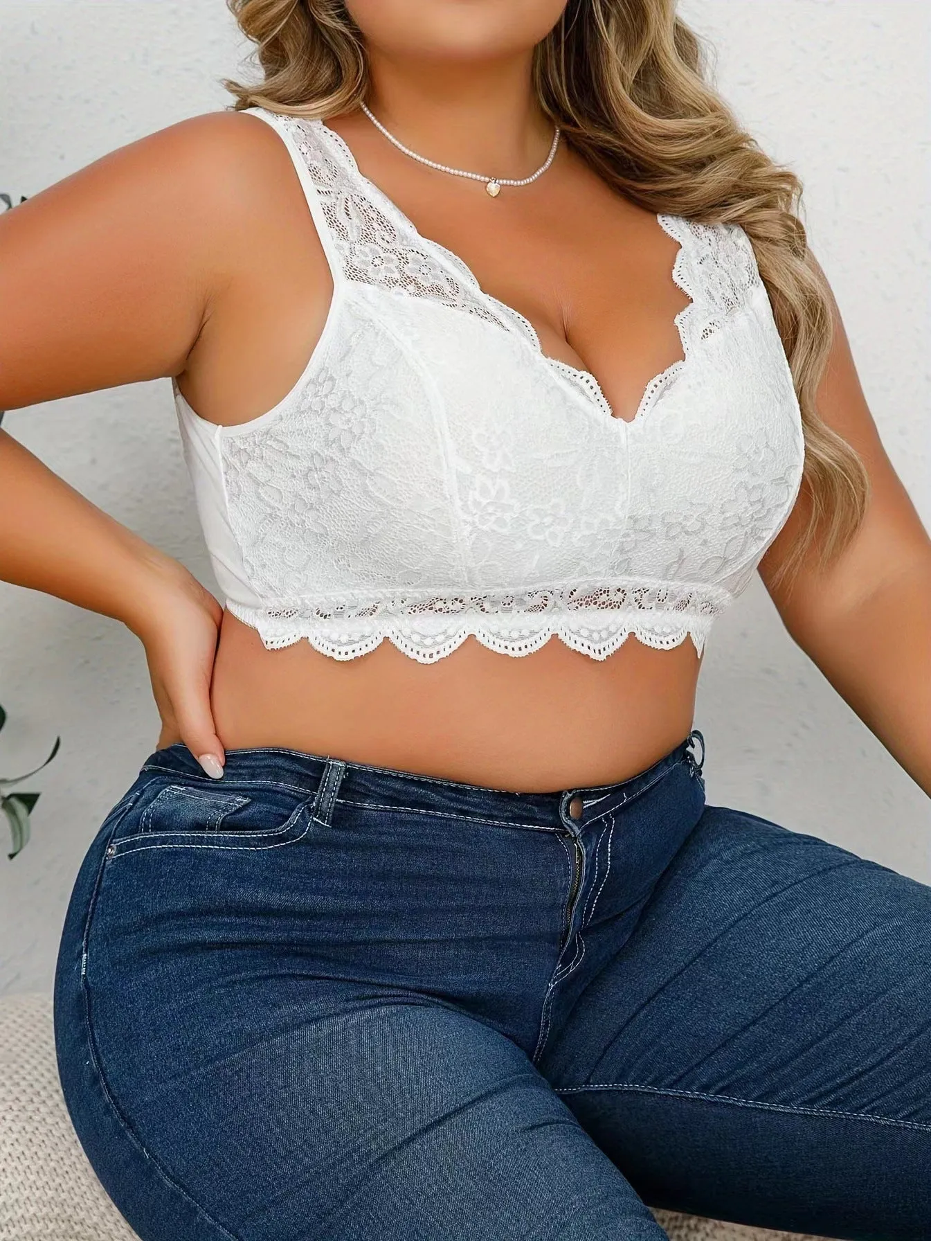 Wireless  Bras Full Coverage Plus Size Lace Bra