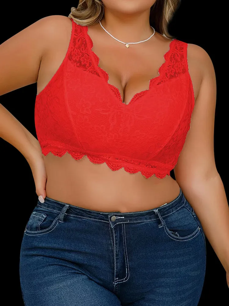 Wireless  Bras Full Coverage Plus Size Lace Bra