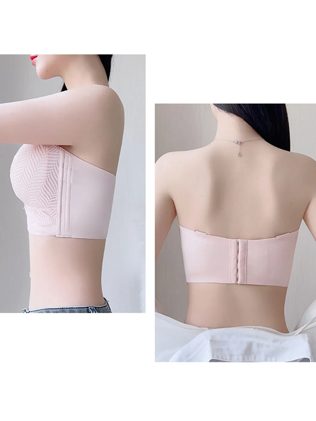 Women's Strapless Bandeau Convertible Minimizer Bra with Detachable Straps