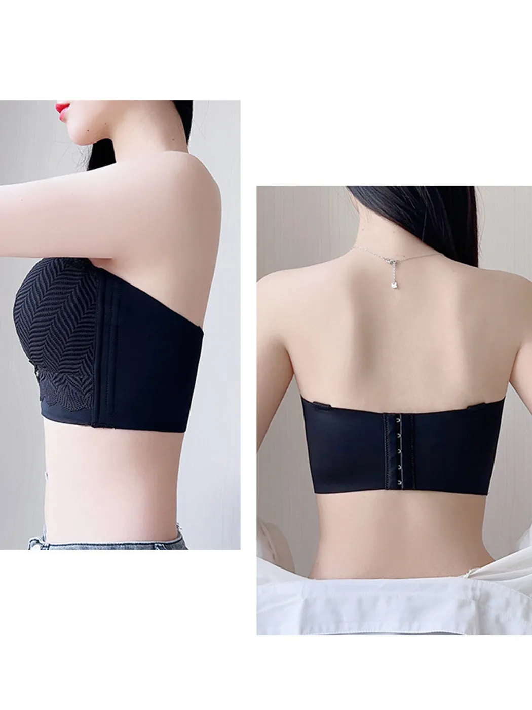 Women's Strapless Bandeau Convertible Minimizer Bra with Detachable Straps
